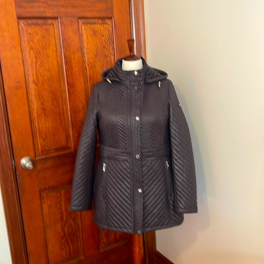 Steel grey Via Spiga quilted mid-season jacket Large